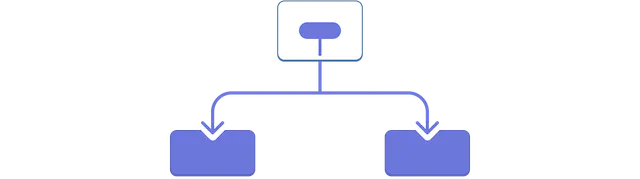Диаграмма с деревом из трех компонентов. Родительский компонент содержит пузырек, представляющий значение, выделенное фиолетовым цветом. Значение перетекает вниз к каждому из двух дочерних компонентов, оба выделены фиолетовым цветом.