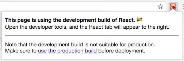 React DevTools on a website with development version of React